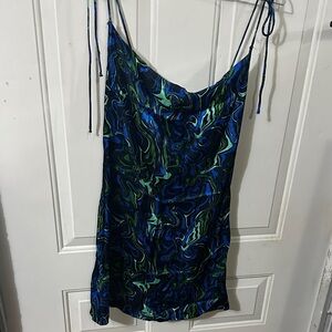 Stradivarius Blue and Green Patterned Dress